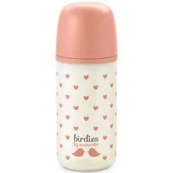 Suavinex Biberon Verre Tétine Symétrique SX Pro Birdies Rose - 240 ml