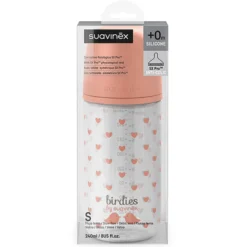 Suavinex Biberon Verre Tétine Symétrique SX Pro Birdies Rose - 240 ml