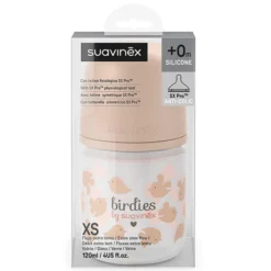 Suavinex Biberon Verre Tétine Symétrique SX Pro Birdies Rose - 120 ml