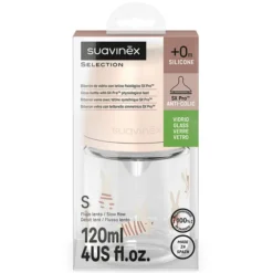 Suavinex Biberon Verre Tétine Symétrique SX Pro Wonderland Pink - 120 ml