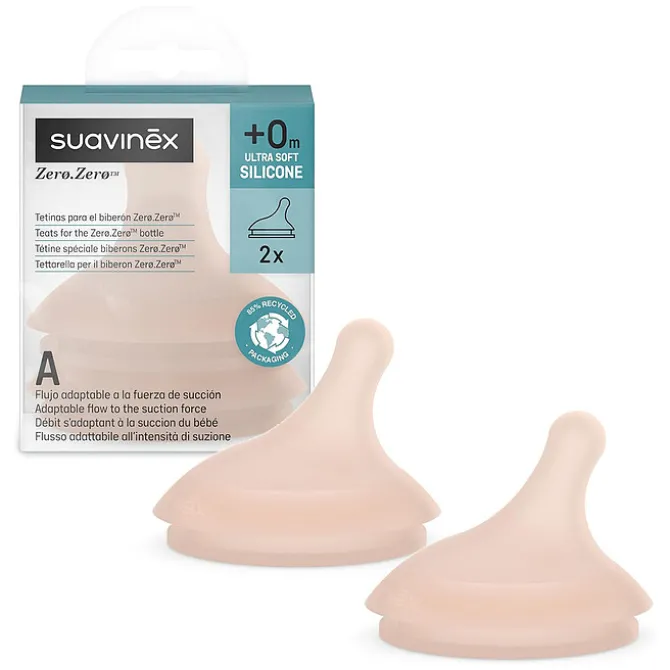 Suavinex Lot de 2 Tétines Zerø.Zerø Fente Medium - Spécial Allaitement