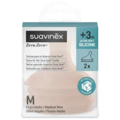 Suavinex Lot de 2 Tétines Zerø.Zerø 1 Trou Medium - Débit Moyen