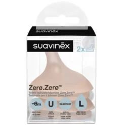 Suavinex Lot de 2 Tétines Zerø.Zerø 1 Trou Fair - Débit Rapide