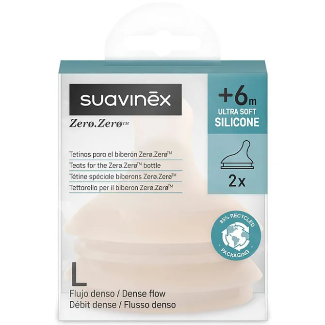 Suavinex Lot de 2 Tétines Zerø.Zerø 1 Trou Light - Débit Rapide