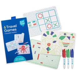 Super Petit Lot de 6 Jeux de Voyage et 3 Feutres