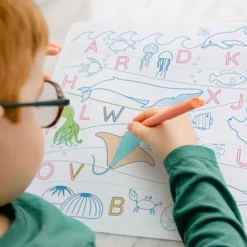 Super Petit Set de Table à Colorier Réversible et ses 3 Feutres - Lettres de l'Alphabet