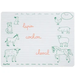 Super Petit Set de Table à Colorier Réversible et son Feutre - Les Animaux de la Ferme