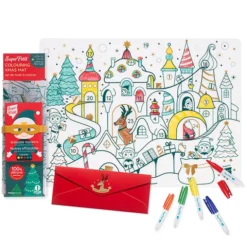 Super Petit Set de Table à Colorier et ses 5 feutres - Le Village de Noël