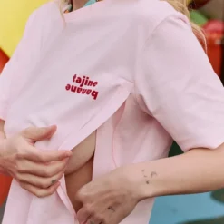 Tajinebanane T-shirt d'Allaitement La P'allaite Rose - L
