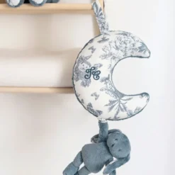 Tartine et Chocolat Augustin le Lapin Musical - Toile de Jouy Bleu