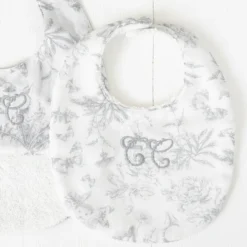 Tartine et Chocolat Bavoir - Toile de Jouy Gris Clair