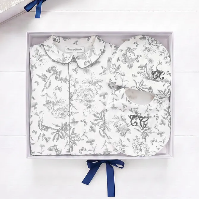 Tartine et Chocolat Coffret de Naissance Toile de Jouy Gris - 3 Mois