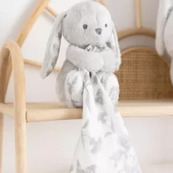 Tartine et Chocolat Doudou Augustin le Lapin - Toile de Jouy Gris Clair