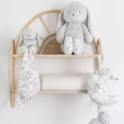 Tartine et Chocolat Doudou Augustin le Lapin - Toile de Jouy Gris Clair