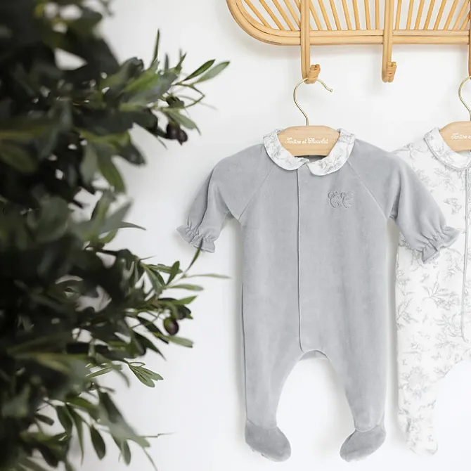 Tartine et Chocolat Pyjama Toile de Jouy Gris - 1 Mois