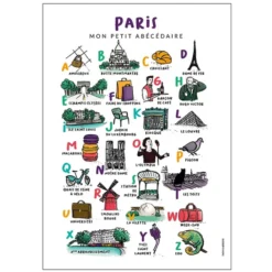 Tata Clairette Affiche Abécédaire Paris - 70 x 50 cm