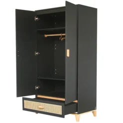 Théo Armoire 2 Portes en Rotin Nami - Onyx