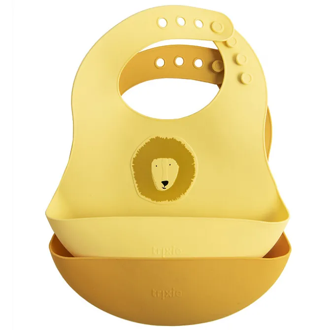 Trixie Baby Lot de 2 Bavoirs en Silicone - Mr. Lion