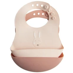 Trixie Baby Lot de 2 Bavoirs en Silicone - Mrs. Rabbit