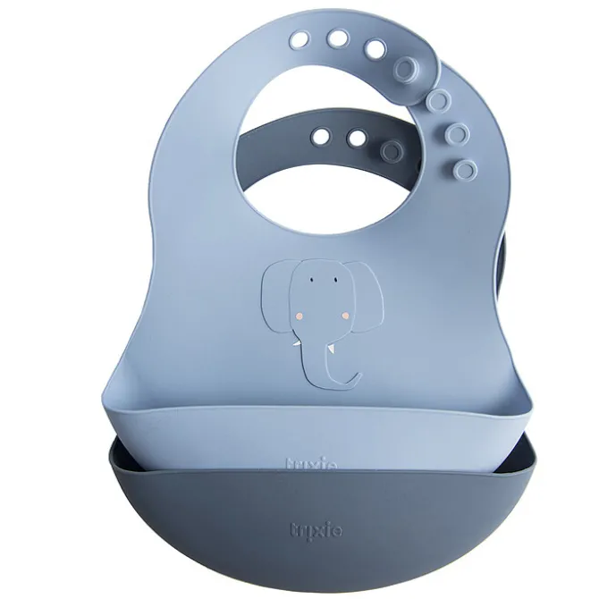 Trixie Baby Lot de 2 Bavoirs en Silicone - Mrs. Elephant
