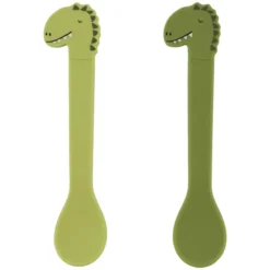 Trixie Baby Lot de 2 Cuillères en Silicone - Mr. Dino