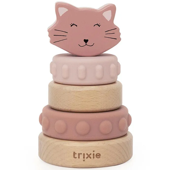 Trixie Baby Tour à Empiler en Bois et Silicone - Mrs. Cat