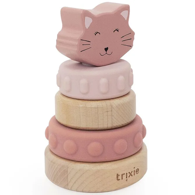 Trixie Baby Tour à Empiler en Bois et Silicone - Mrs. Cat