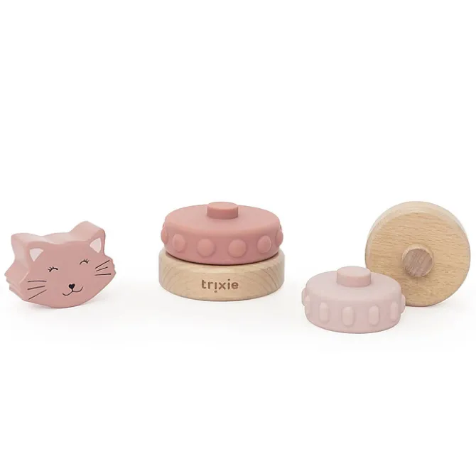 Trixie Baby Tour à Empiler en Bois et Silicone - Mrs. Cat
