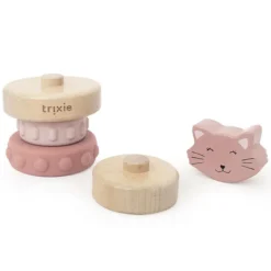 Trixie Baby Tour à Empiler en Bois et Silicone - Mrs. Cat