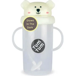 TUM TUM Grande Tasse Anti-fuites Phosphorescente et Paille Lestée V3 Ours Polaire - 300 ml