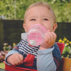 TUM TUM Tasse Anti-fuites et Paille Lestée V3 Ourson Rose - 200 ml