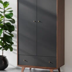 Vox Meubles Armoire 2 Portes Mid - Noir et Noyer