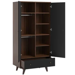 Vox Meubles Armoire 2 Portes Mid - Noir et Noyer