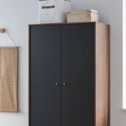 Vox Meubles Armoire 2 Portes Mid - Noir et Noyer
