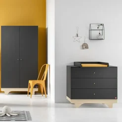 Vox Meubles Armoire 2 Portes Playwood - Graphite et Bois