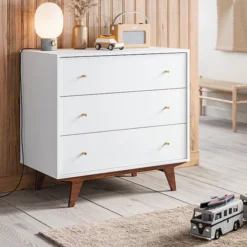 Vox Meubles Commode et Plan à Langer Mid II - Blanc et Noyer