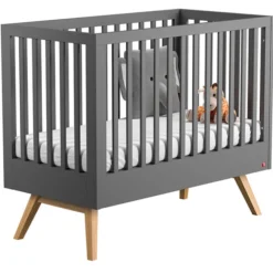 Vox Meubles Lit Bébé Evolutif Nature Gris - 70 x 140 cm
