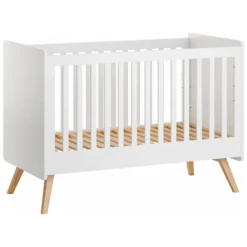Vox Meubles Lit Bébé Evolutif Vintage Blanc et Chêne - 70 x 140 cm