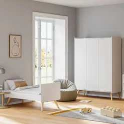 Vox Meubles Lit Bébé Evolutif Vintage Blanc et Chêne - 70 x 140 cm