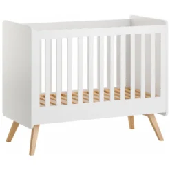 Vox Meubles Lit Bébé Vintage Blanc et Chêne - 60 x 120 cm