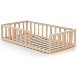 WEBABY Lit au Sol Kaïa Hêtre Brut - 70 x 140 cm