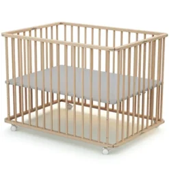 WEBABY Parc Carré Pliable - Hêtre Brut