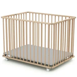WEBABY Parc Rectangulaire Pliable - Hêtre Brut