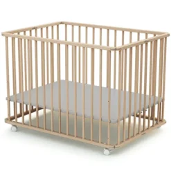 WEBABY Parc Rectangulaire Pliable - Hêtre Brut