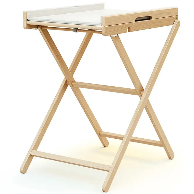 WEBABY Table à Langer Pliante Essentiel - Hêtre Verni